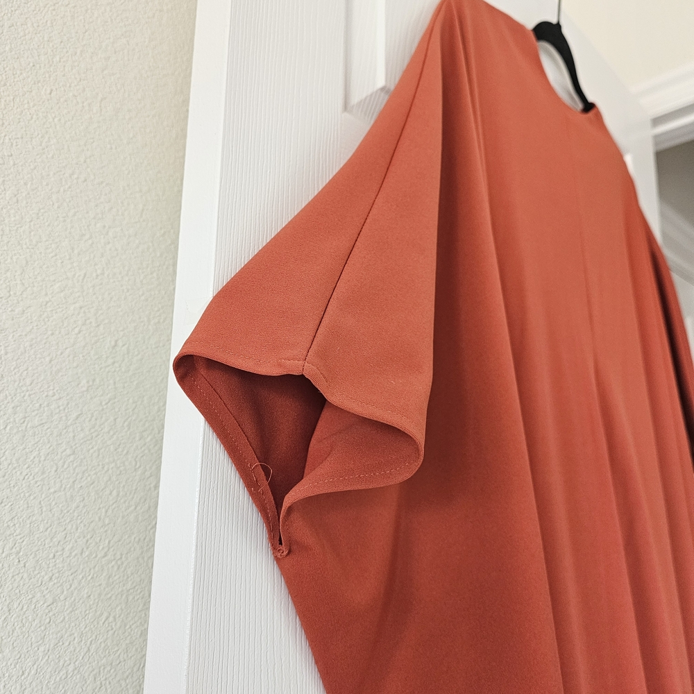 1970s Vintage Orange Rust Chic Montecito Miramar Beach Caftan Maxi Dress #49 - Picture 7 of 9